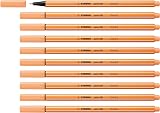 STABILO point 88 Fineliner Pack of 10 Light Orange 0.4 mm Hexagonal