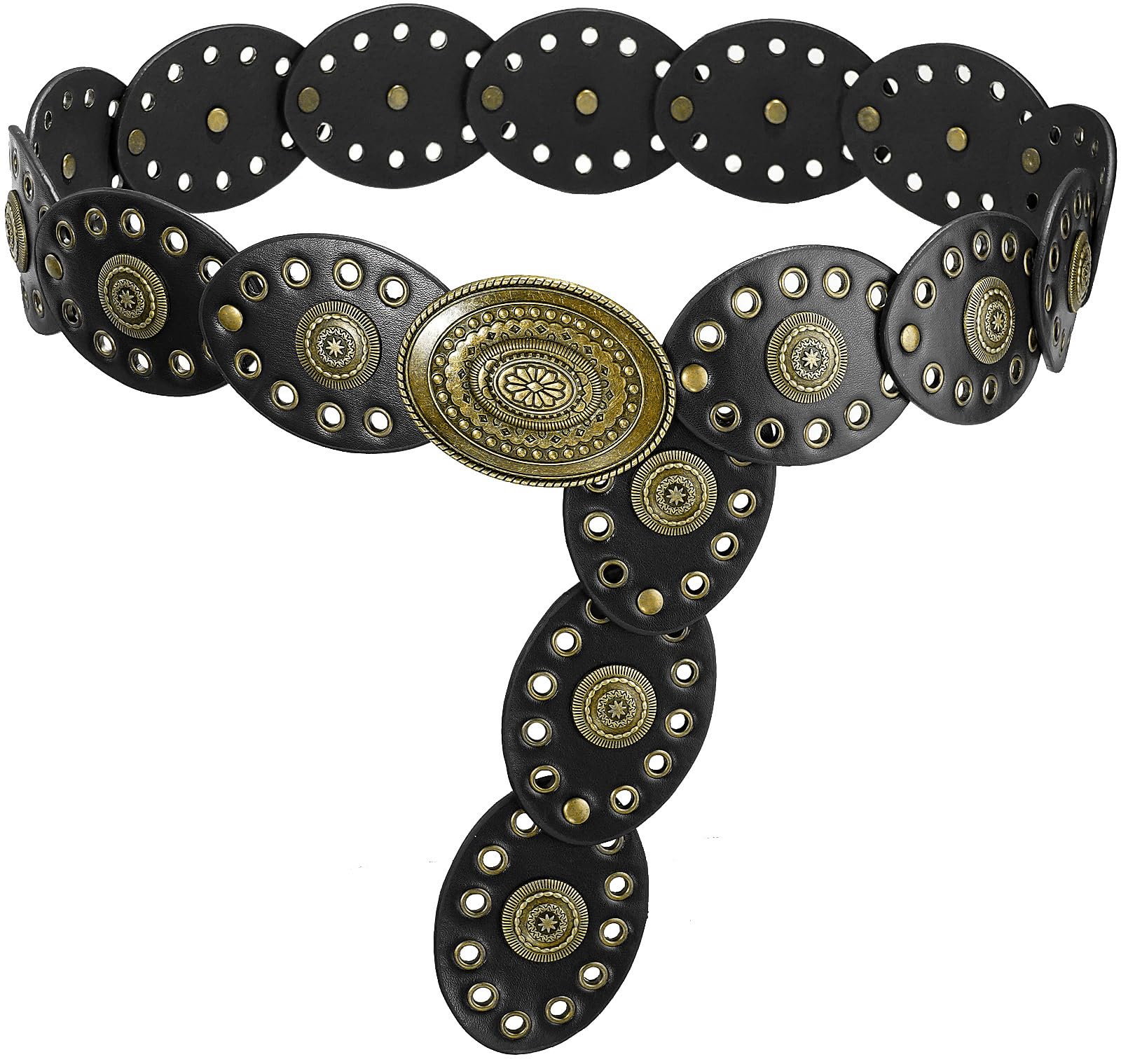 Photo 1 of (USED/FAIR) (BAGGED) Suyi Wide Disc Belt for Women Leather Oval Belt Western Vintage Waist Belts 115CM Black