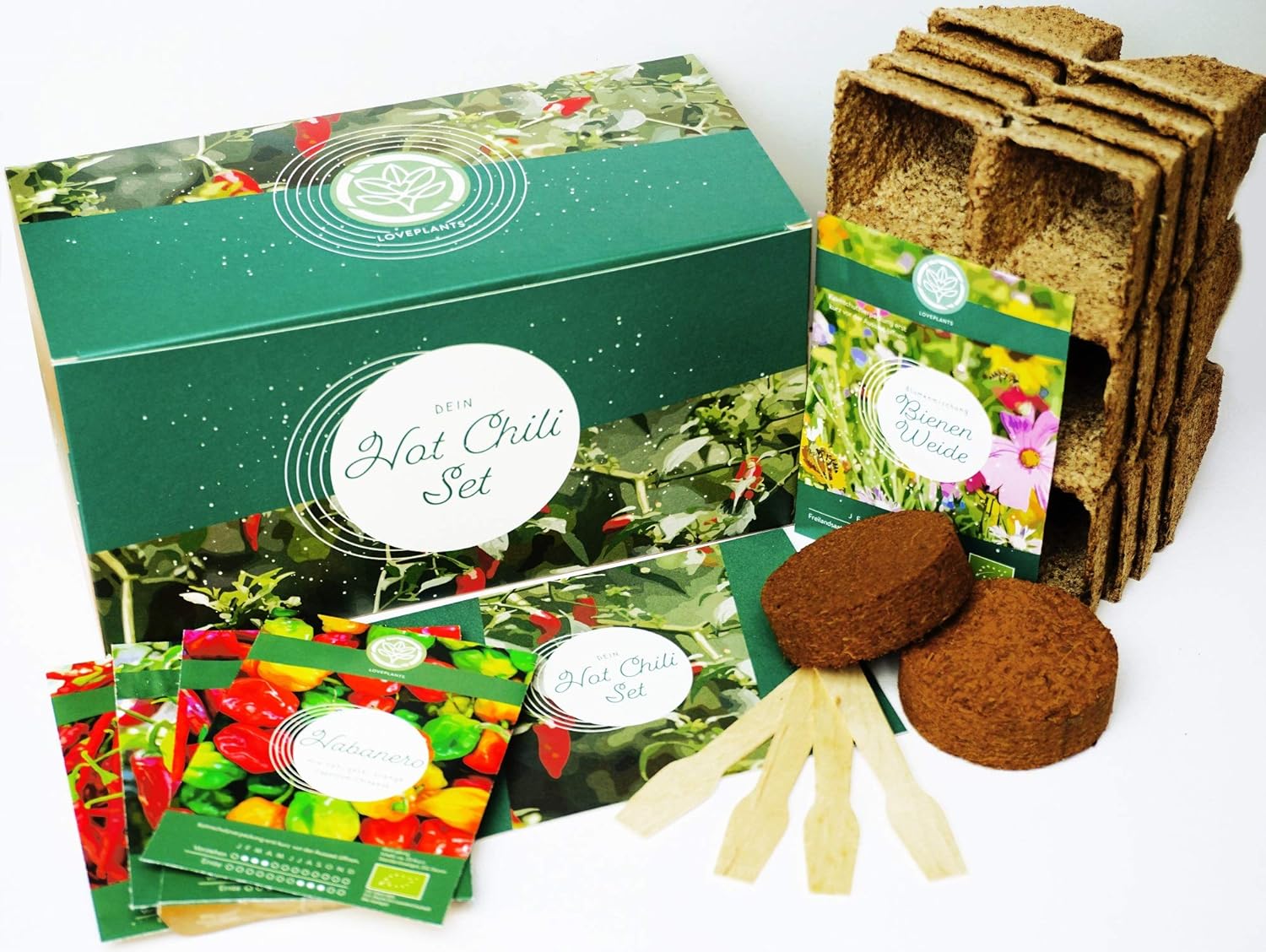 Bio Chili Anzuchtset - Züchte mit deinem Chili Anbauset 4 Sorten Chilis aus Bio Chili Samen- Eine einzigartige Geschenkidee - Das ideale Chili Geschenk Set für Männer und Frauen