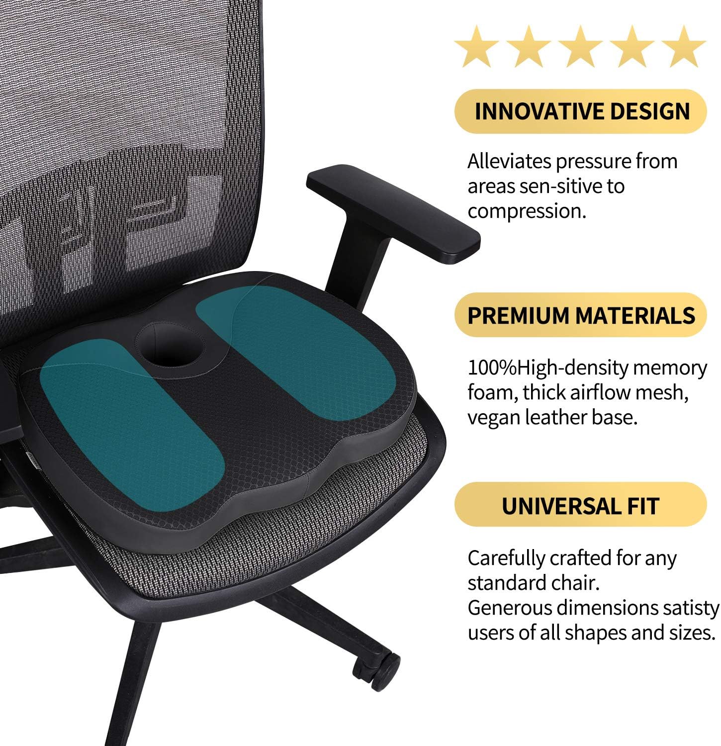 OLYDON Memory Foam Sciatica Donut Pillow for Sitting,Tailbone (Coccyx) and Lower Back Pain Relief Cushion,for Office Chair,Wheelchair,car,etc. (Black): Health & Personal Care