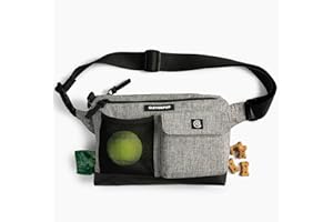 Cleverpup Dog Walk & Train Sling Bag by Cleverpup - Hands-Free 2-In-1 Treat Pouch, Poop Bag Holder, Clicker, Phone Pocket - Crossbody/Fanny Pack, Adjustable Strap - Heather Grey