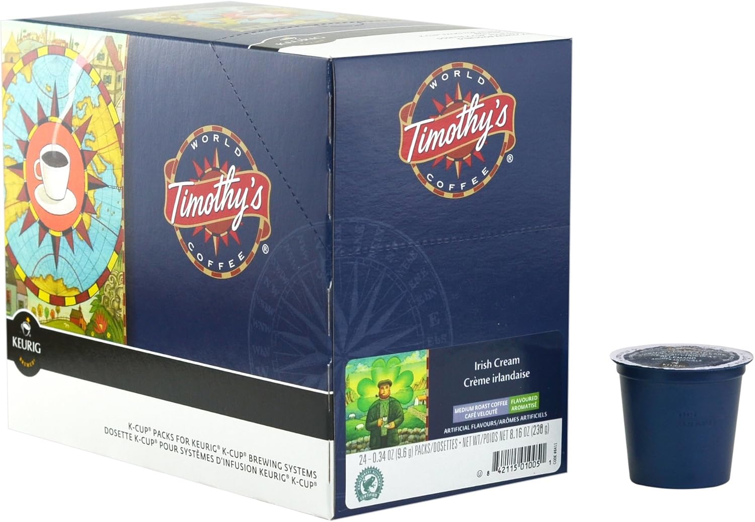 Timothy's World Irish Cream Coffee KCups for Keurig Brewers 96 Count