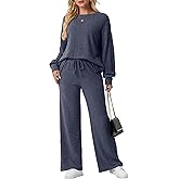 GRECERELLE Women's 2 Piece Outfits Winter 2025 Oversized Chunky Knit Sweater Top And Wide Leg Pants Lounge Set Sweatsuit