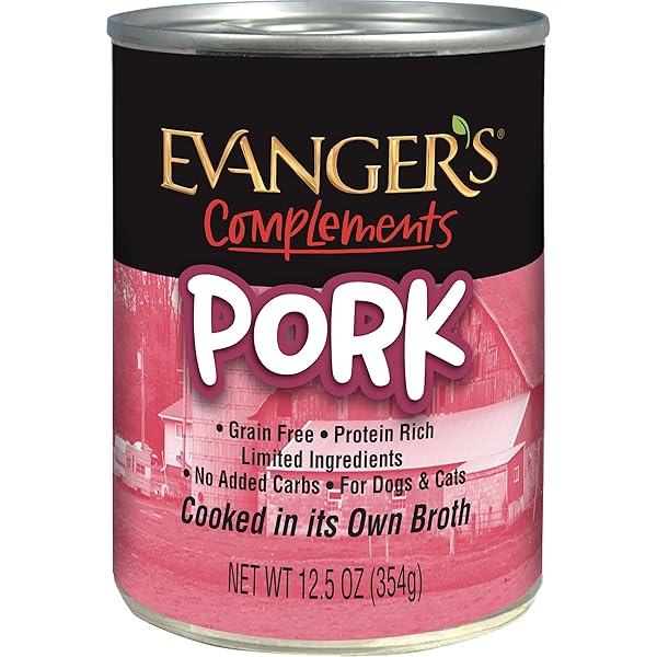EVANGER’S COMPLEMENTS GRAIN FREE PORK FOR DOGS & CATS – 12 COUNT, 12.5 OZ EACH – SINGLE PROTEIN, GRAIN & GLUTEN FREE, LIMITED INGREDIENTS, NUTRIENT-RICH BROTH – WET DOG & CAT FOOD