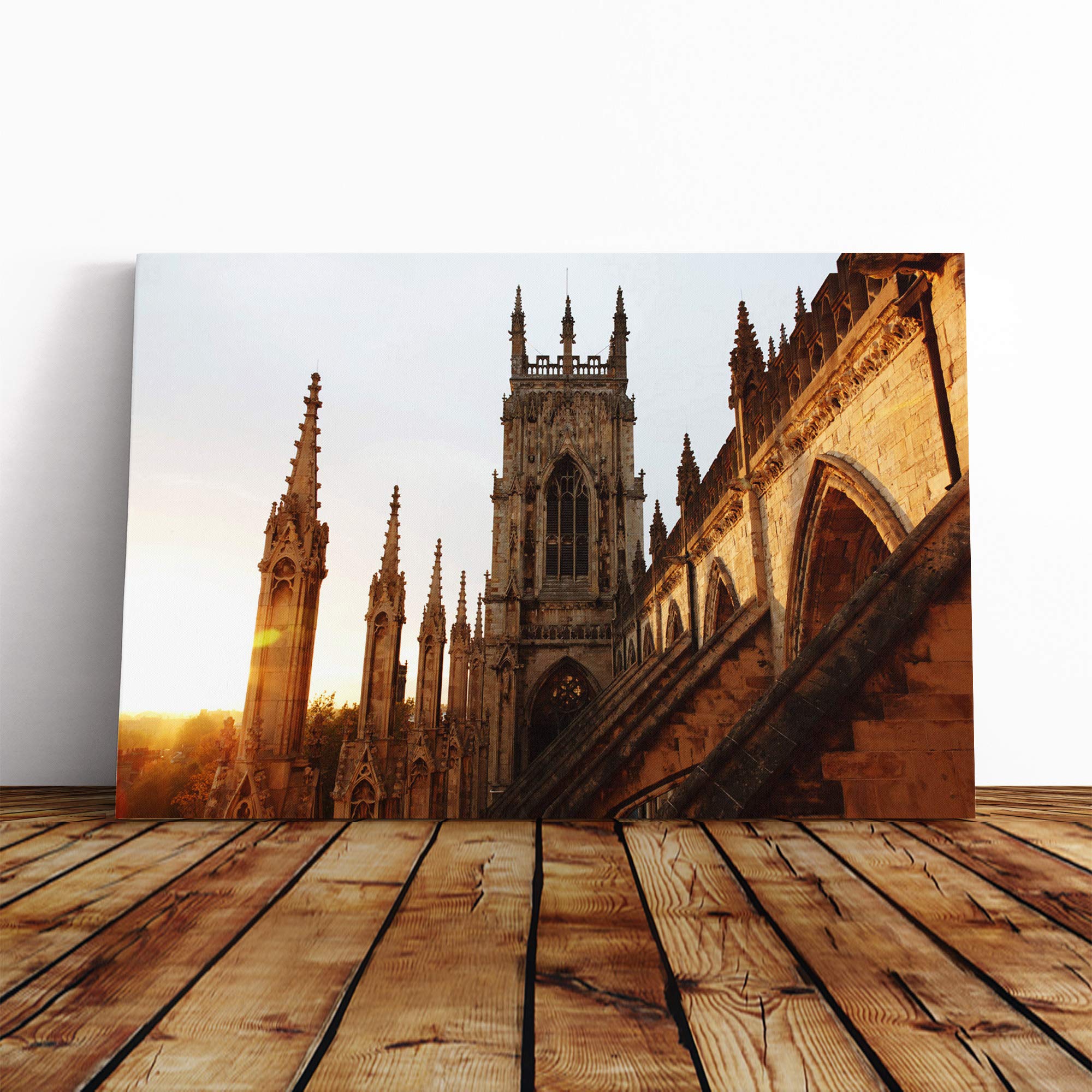 York Minster Sunset Canvas Print | Gallery Wrapped 30mm Frame Wall Art | 20x14 inches | Ready to Hang | Modern Landscape Picture | Living Room Bedroom Lounge Office