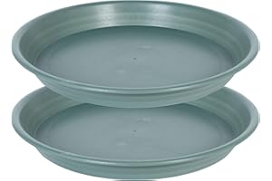 SAUCERHOME Plant Saucer Pot Tray 12 inch, 2 Packs Plastic Flower Planter Saucers and Drip Trays for Indoors Outdoors, Heavy Sturdy Durable Plant Plate Water Catcher (Green)