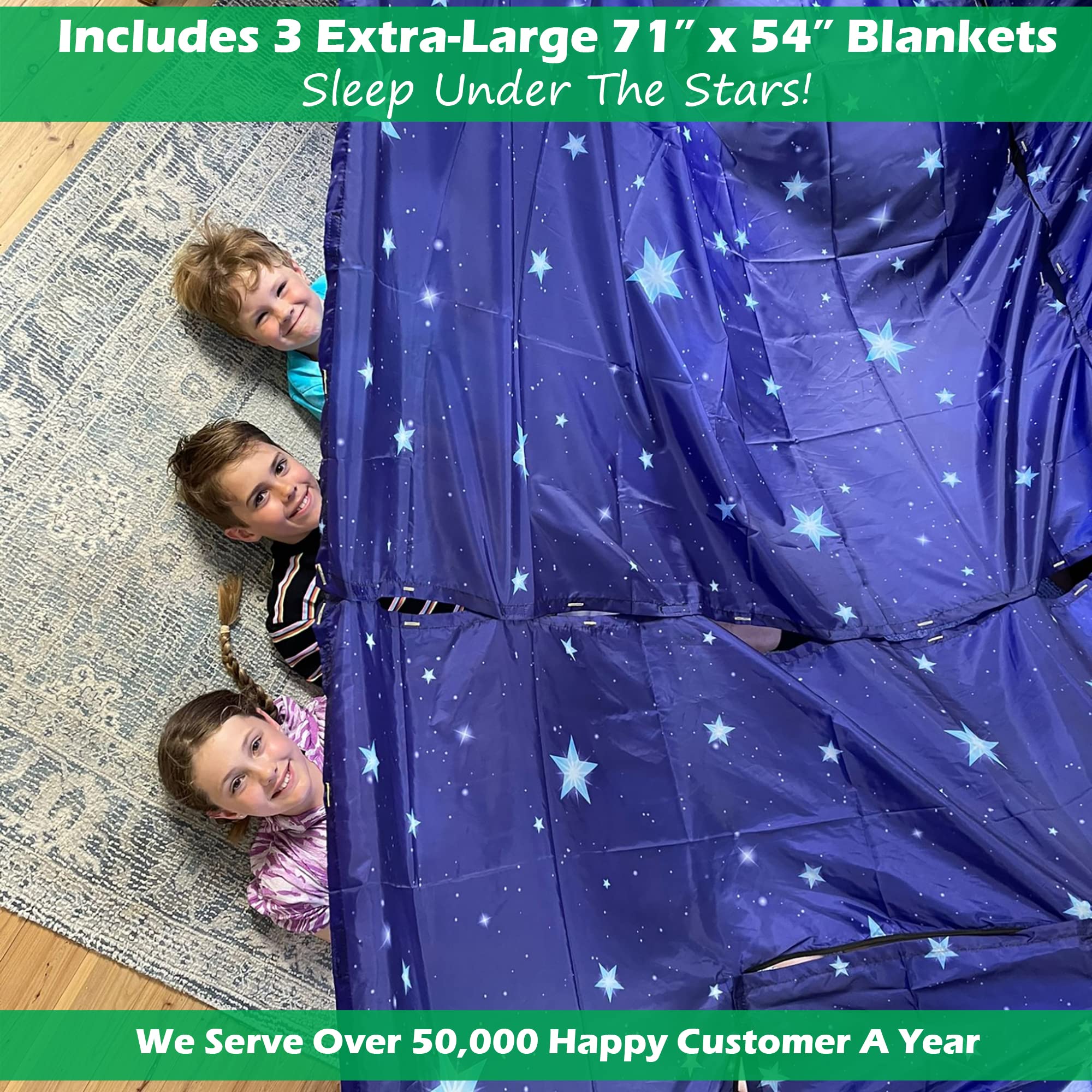 Molcey Blanket Fort Building Kit for Kids 4-8 8-12+ - Make a Portable Playhouse, Play Tent. Build a Fort Making Kit/Builder Blankets - Ultimate Indoor/Outdoor Play for Girls/Boys Toys Age 3-12