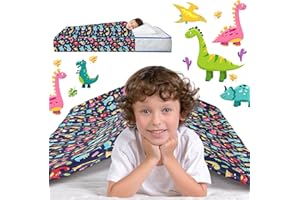 Mindsoft Sensory Sheet Bed Sheet for Kids Adults Toddler Dinosaur Blanket, Twin Size Breathable Stretchy Comfortable Sleeping Bedding Christmas Compression Sheets for Kids Twin