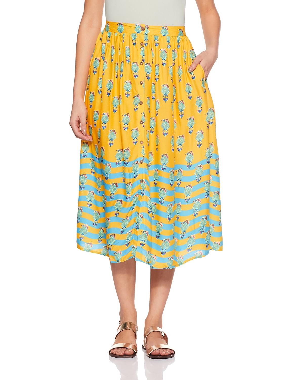 global desi women's a-line midi skirt