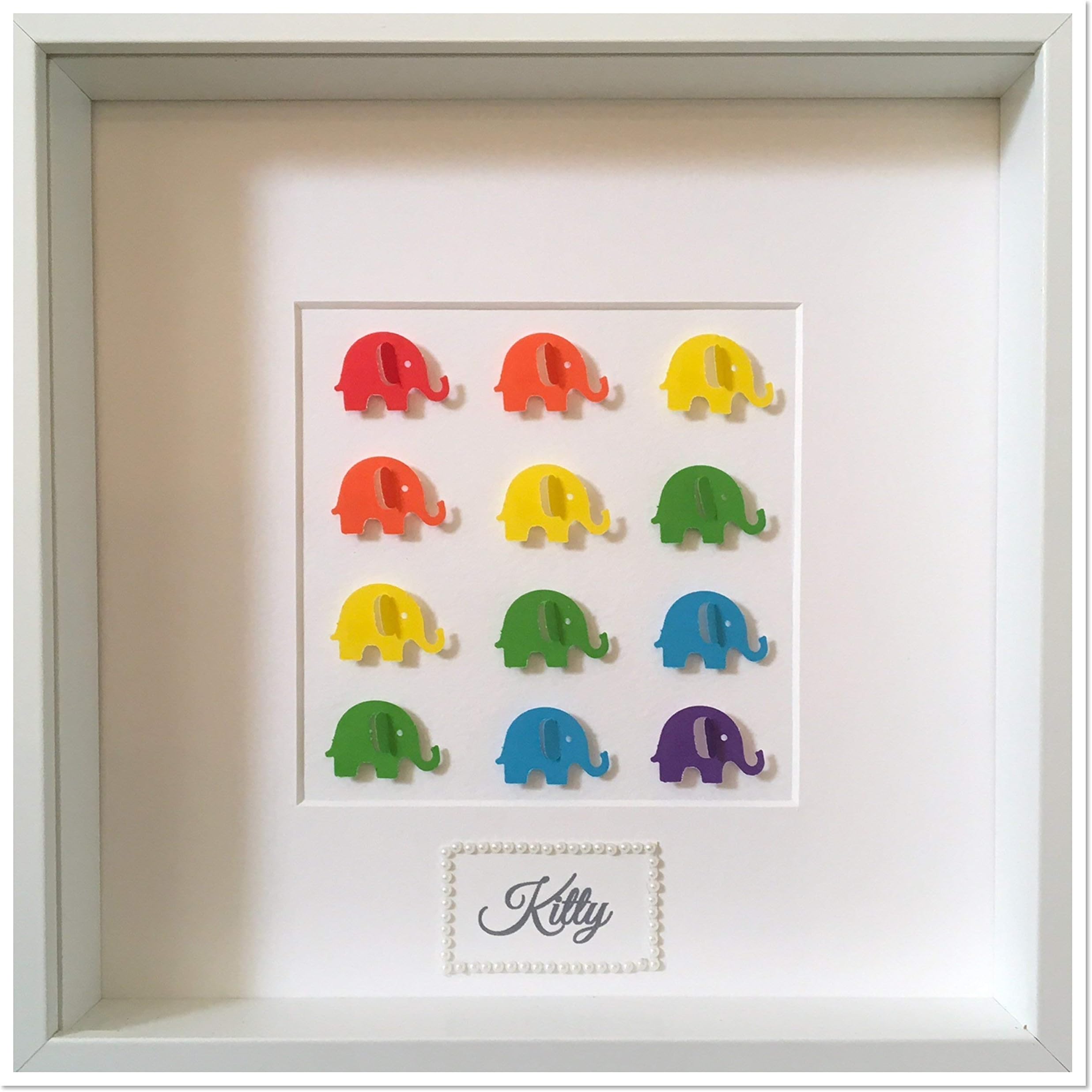 Personalised 3D Elephant Rainbow Picture Box Frame