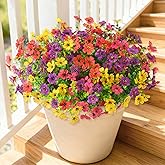 Hommyea Artificial Flowers for Outdoors, 12 Bundles Multicolor Silk Fake Flower for Spring Summer Decoration, UV Resistant No Fade Artificial Outdoor Plants for Home Planter Porch Patio Yard Decor