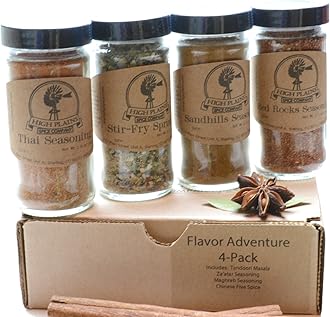 Flavor Adventure 4-Pack Gift Set of 4 ~ Gift Set by High Plains Spice Company ~ Gourmet Meat and Veggie Spice Blends & Rubs For Beef, Chicken, Veggies & All Recipes ~ Spice Blends In Colorado