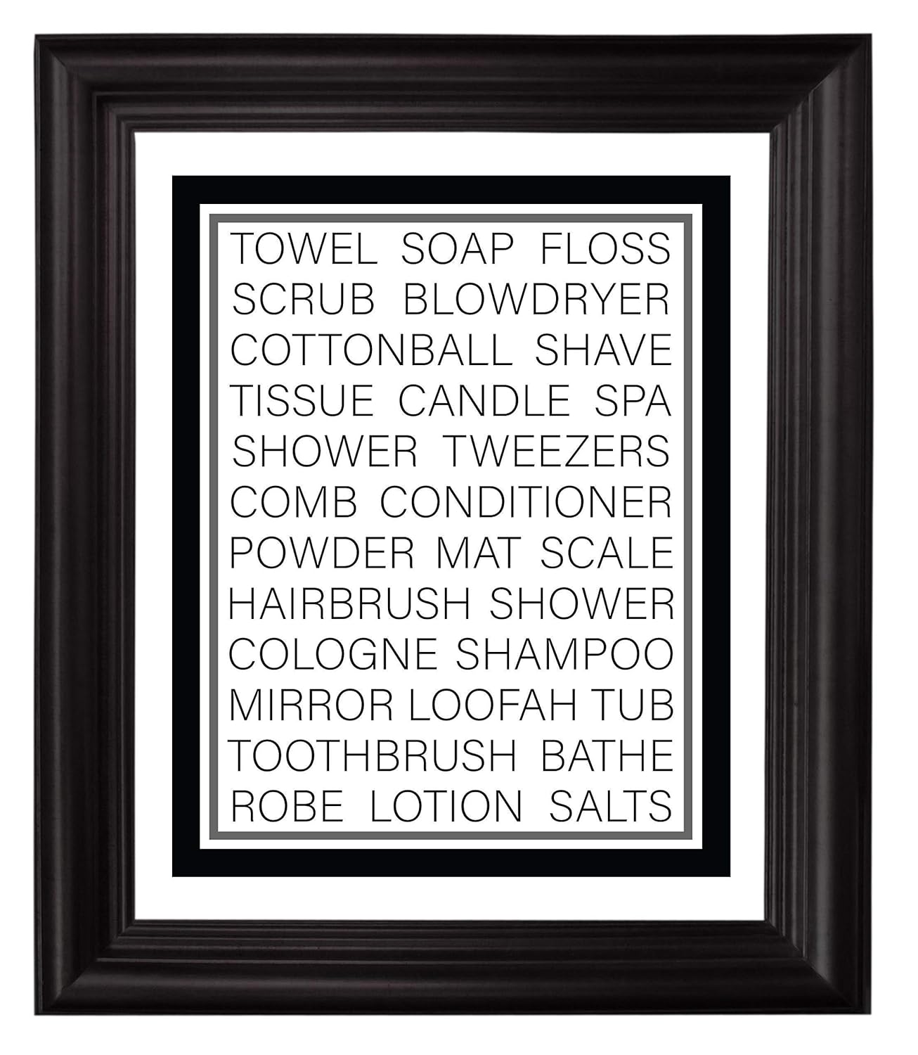 Amazon.com: Bathroom Wall Art Matted Print - Back/Light Grey (11 X 14