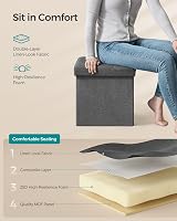 SONGMICS MAZIE Storage Ottoman Cube 38 cm Foldable Foot Stool Dark Grey view 5