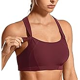 SYROKAN Women's Sports Bra High Impact Front Adjustable Support Lightly Padded Wireless Racerback Workout Running