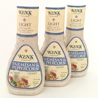 Ken's Steak House Light Options Salad Dressing, 9 Ounce (Pack of 3) (Parmesan &amp; Peppercorn)