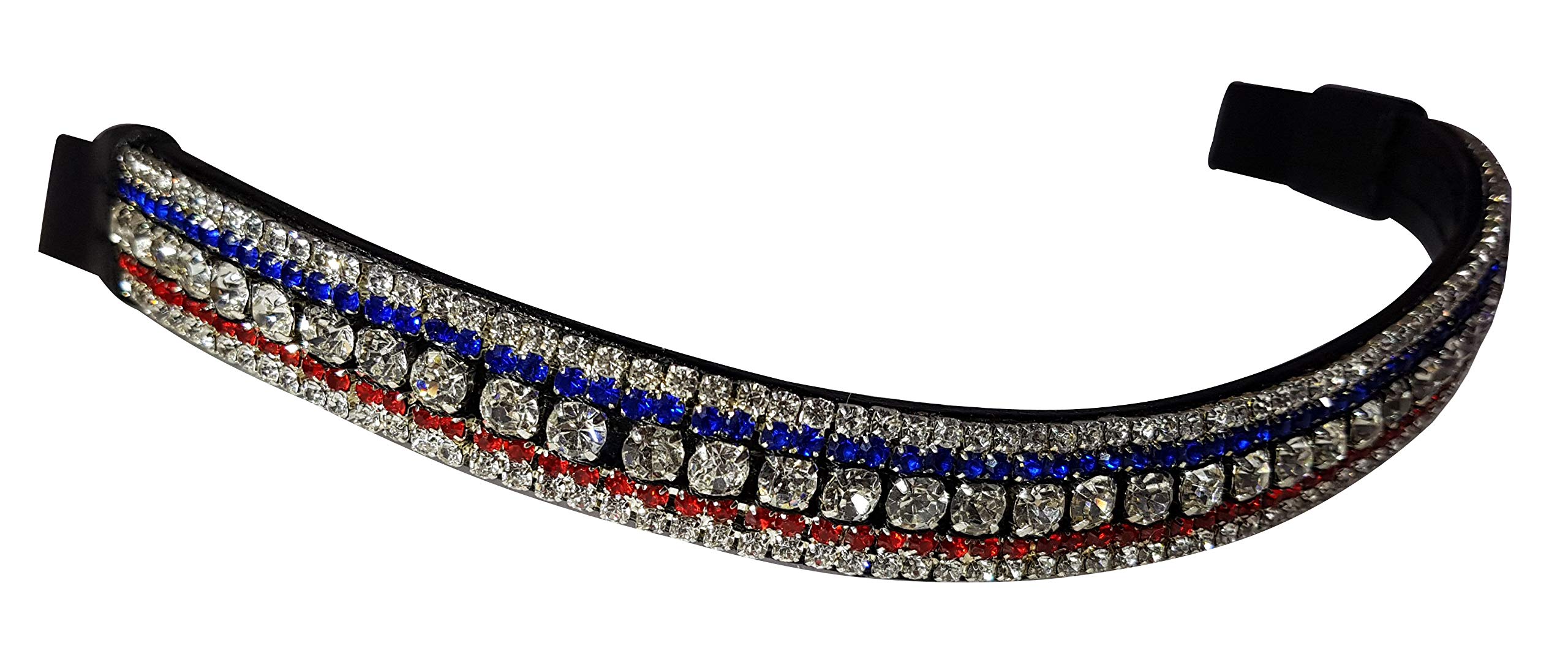 Cwell Equine Designer single rows Team GB 5 rows of bling crystals F/C/P Black leather (COB 15")