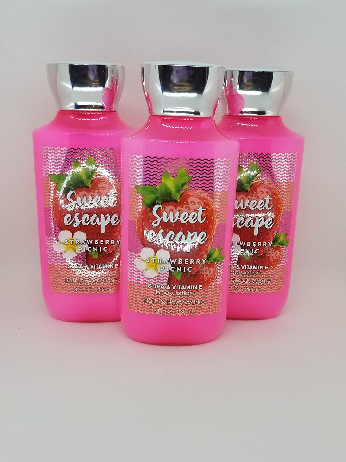 Bath & Body Works Sweet Escape Strawberry Picnic Body Lotion - Lot of 3