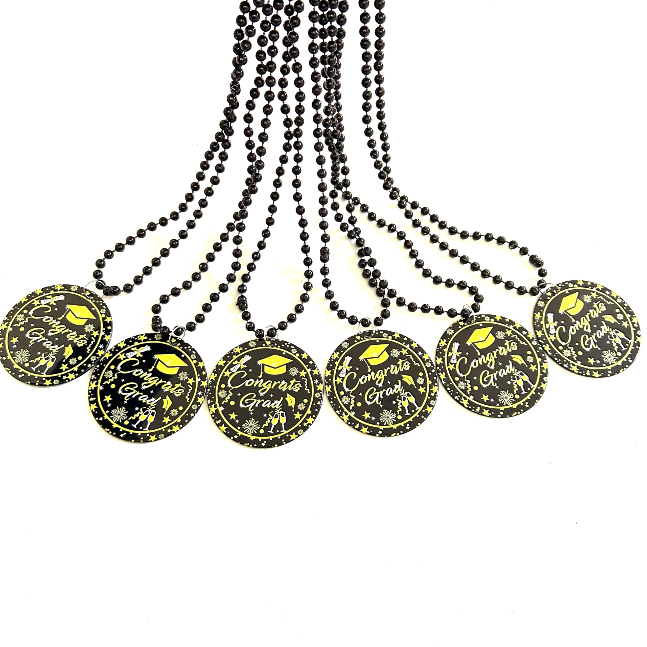 Photo 1 of *2 Pack* GZYSSL 16 Pcs Graduation Black Medal Bead Necklace Graduation Season Pendant Medallion Party Decoration Graduation Gift
