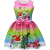 Fcercankyd Cute Christmas Outfit for Little Girls - Sleeveless Princess Holiday Party Dress 3-10 Years