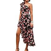 GRACE KARIN Womens Summer One Shoulder Sleeveless Dresses Floral Flowy Ruffle High Low Wedding Guest Maxi Sundresses