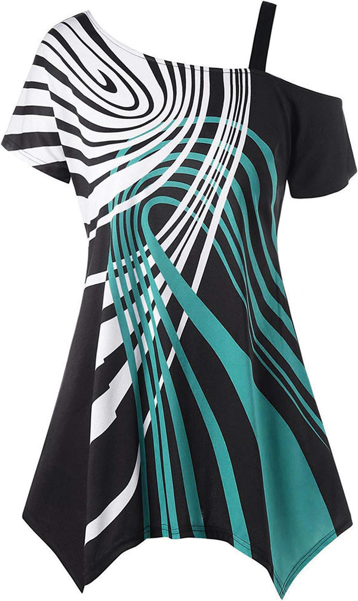 Women's Tops One Off Shoulder Short Sleeve Splatter Paint Skew Neck Shirt Blouse