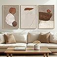 Framed Large Neutral Modern Abstract Wall Art, Set of 3 Canvas Paintings Artwork for Walls, Wabi Sabi Art Prints Pictures for Living Room Hallway Dining Room Bedroom Office Wall Decor 16x24 Inch