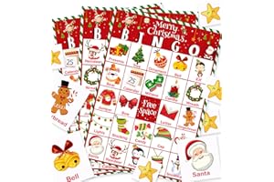 Officygnet Christmas Bingo Game for Kids - 32 Players Christmas Bingo Cards for Family Activities, Large Group, School Classroom, Xmas Party Games Supplies, Christmas Party Favor for Kids Adults