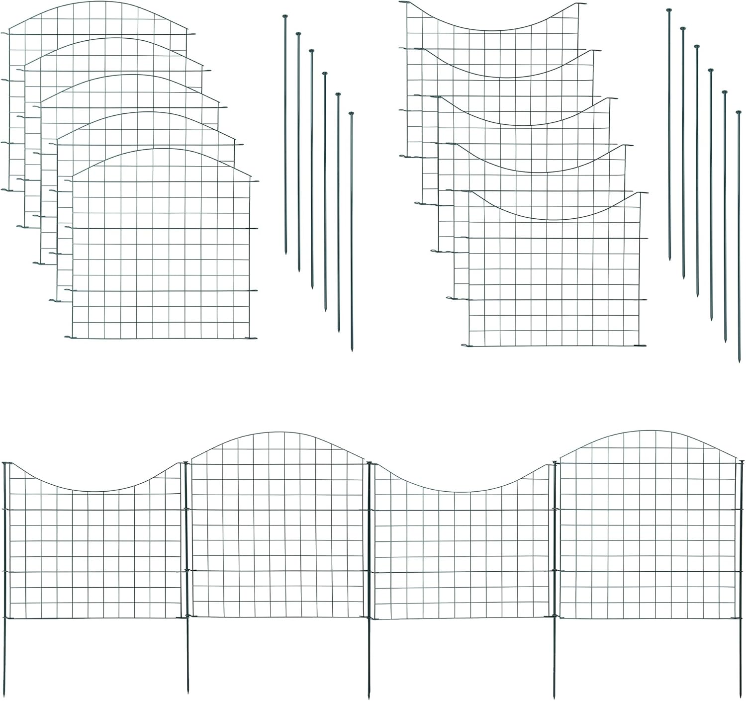 Estexo Home&Garden Teichzaun Metall Gartenzaun Teich Zaun Set 10 Elemente Gitterzaun Zaunmatten