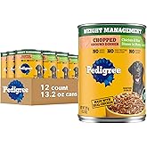 Pedigree Chopped Ground Dinner Weight Management Wet Dog Food, Canned Dog Food Chicken & Rice Dinner in Meaty Juices, 13.2 oz. Cans (12 Count, Pack of 1)