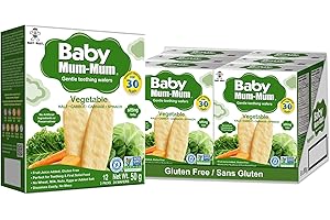 Want-Want Baby Mum-Mum Rice Rusks, Vegetable, Gluten Free, Allergen Free, Non-GMO, Rice Teether Cookie for Teething Infants, 
