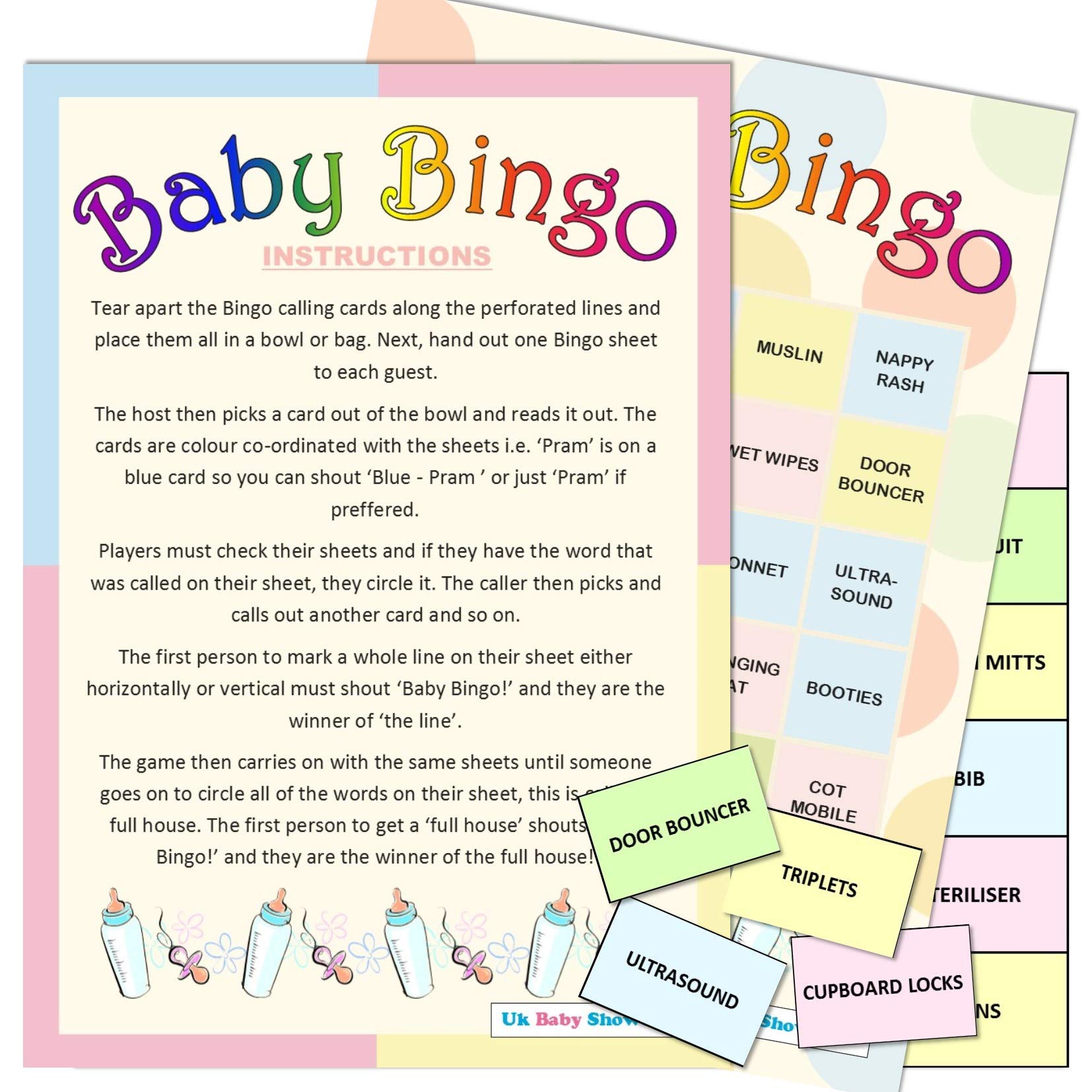 UK Baby Shower Co Ltd Unisex Baby Shower Game Polka Style - Baby Bingo - 20 Player
