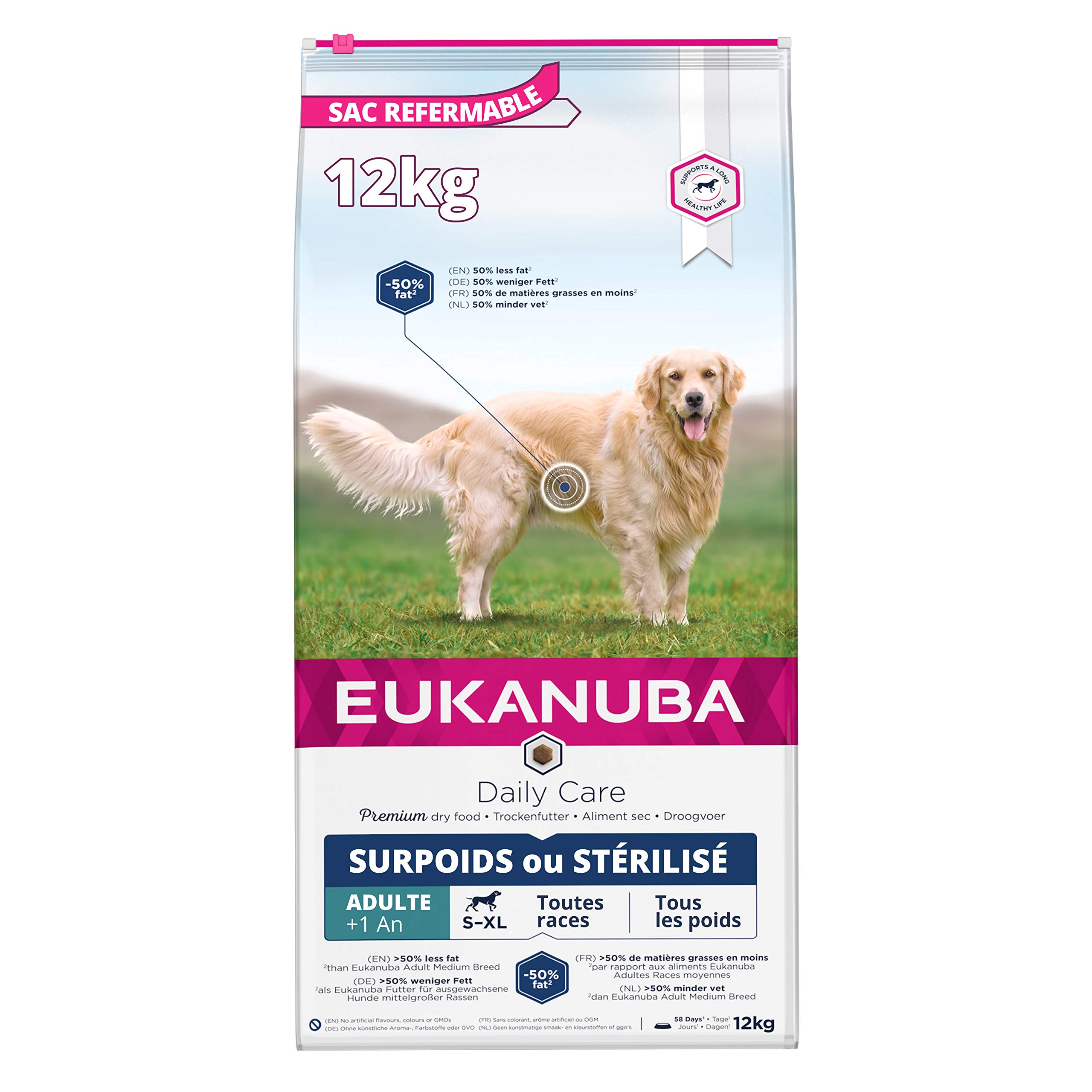 Eukanuba Dry Dog Food Daily Care Adult for Overweight Dogs with Chicken, 12.5 kg