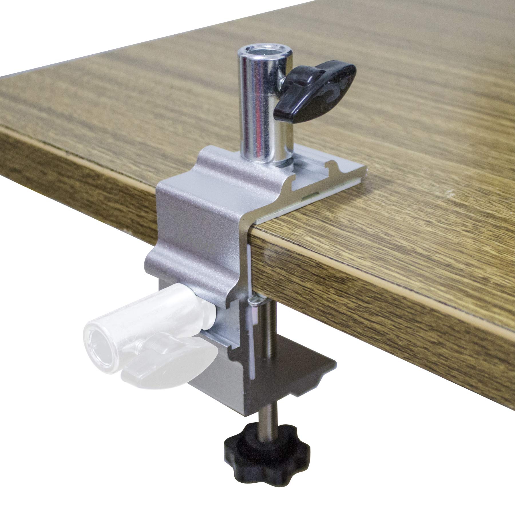 Metal Table Mounting Bracket Clamp Heavy Duty Two-way Arm Desk C-Clamp for Microphone/Tablet Scissor Stand, Desktop Lamp, Work Light，Magnify Lamp，Swing Arm Lamp，Phone Ipad Mount, Mic Holder (Silver)