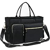 Rabjen Nurse Tote Bag for Work with Padded 15.6” Laptop Sleeve, Medical Supplies Shoulder Bag for Home Health Care