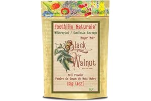 Black Walnut Hull Powder Wildcrafted - 4 Ounces (113 Grams) by Foothills Naturals