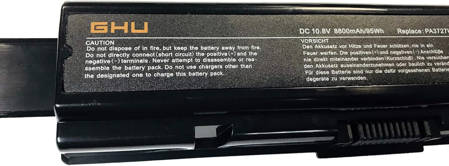 GHU New Battery 98 WH PA3727U-1BRS PA3535U-1BRS 12 Cell 8800 mAh Li-ion Replacement for Toshiba Satellite A200 A205 A210 A300 A350 A350 A505 L305 L300 L450 L455 L450D L500 L505 PABAS098 - Image 3