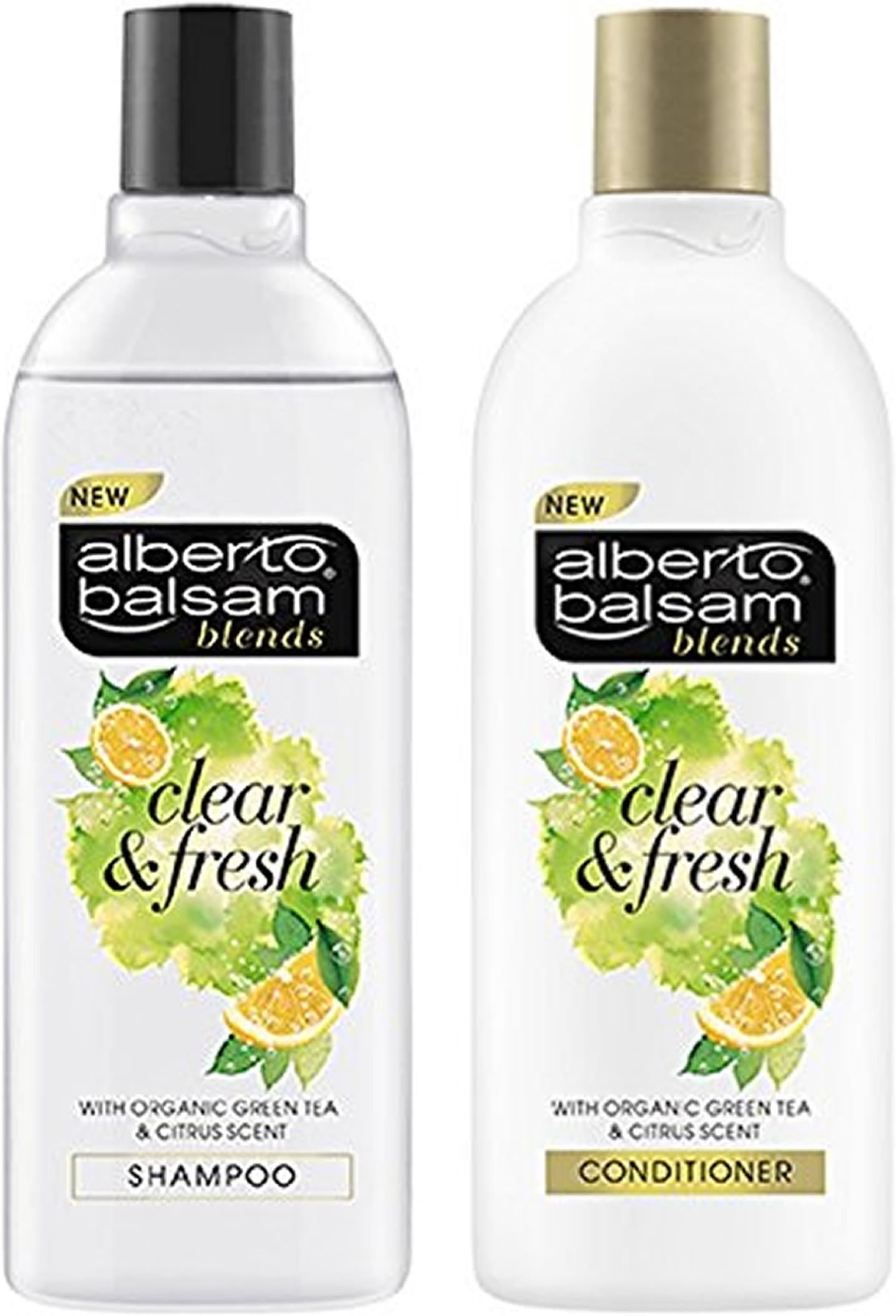 Duo Alberto Balsam Blends Clear & Fresh with Organic Green Tea & Citrus Scent Shampoo (300 ml) and Alberto Balsam Blends Clear & Fresh with Organic Green Tea & Citrus Scent Conditioner (300 ml)