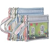 TrueLux 10 Pack Colored Double-Layer Mesh Zipper Pouch Bags, Nylon Building Block Sets Toy Storage & Organization, Breathable See Through (5Pcs A4+5Pcs A5) Pouch with Handle for School Office Games