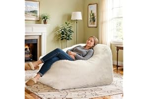 Recaceik Bean Bag Chair Large Bean Bag Chairs, with Fluffy Removable Spongefor, for Living Rooms, bedrooms, Study Rooms, and Offices(White)