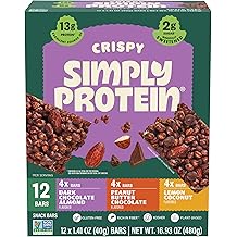 Simply Protein - Crispy Vegan Protein Bars Variety Pack, 3 Flavors - Plant Based, Protein Snacks - 13g Protein, 2g Sugar, 7g