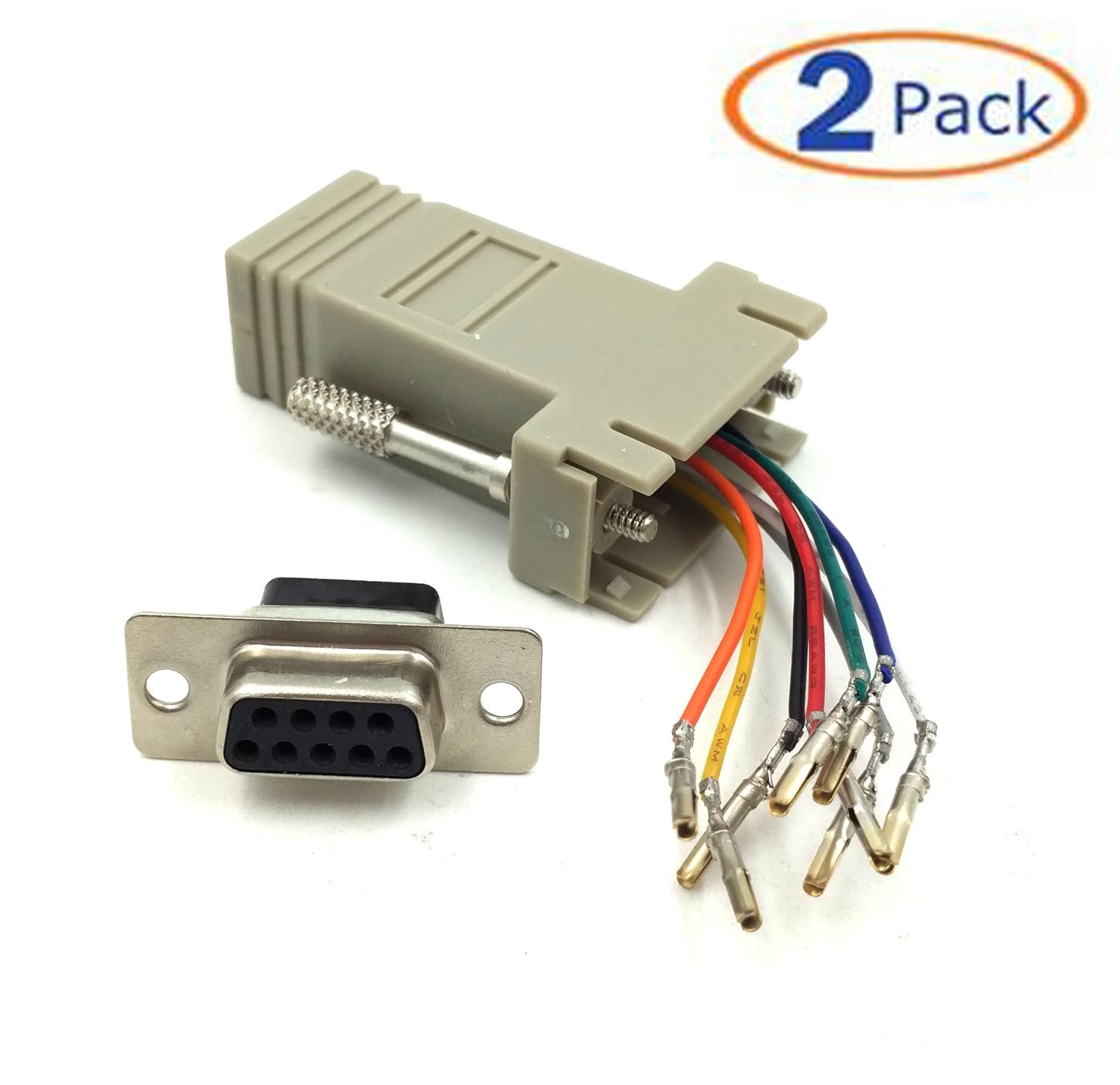 Exuun Poyiccot DB9 Male to RJ45 Female Connector Kit (2