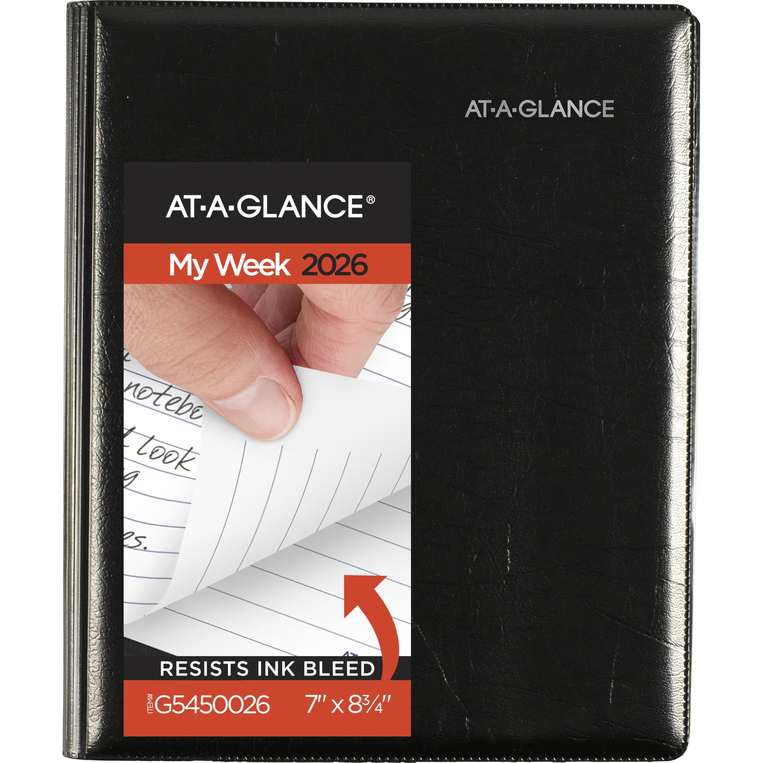 AT-A-GLANCE 2026 Planner, Weekly & Monthly, 7" x 8.75", Medium, Refillable, Executive, DayMinder, Black (G5450026) Image