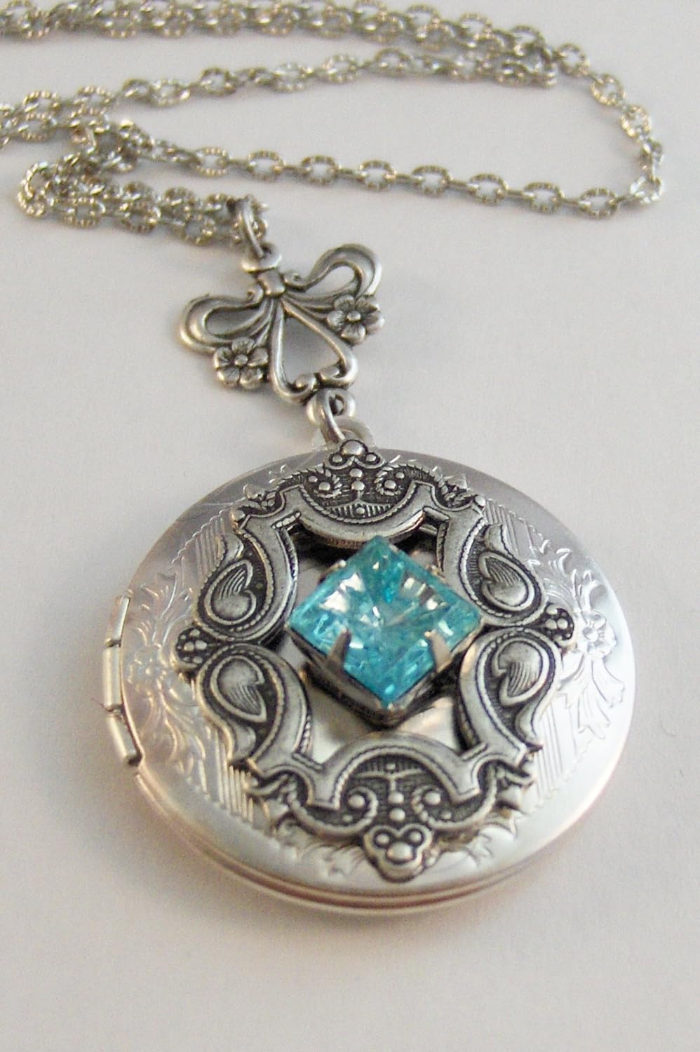 Aquamarine Victorian Princess Locket Handmade