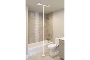 Stander Security Pole, Floor to Ceiling Transfer Pole, Elderly Grab Bar and Bathroom Rail with Padded Handle, Iceberg White