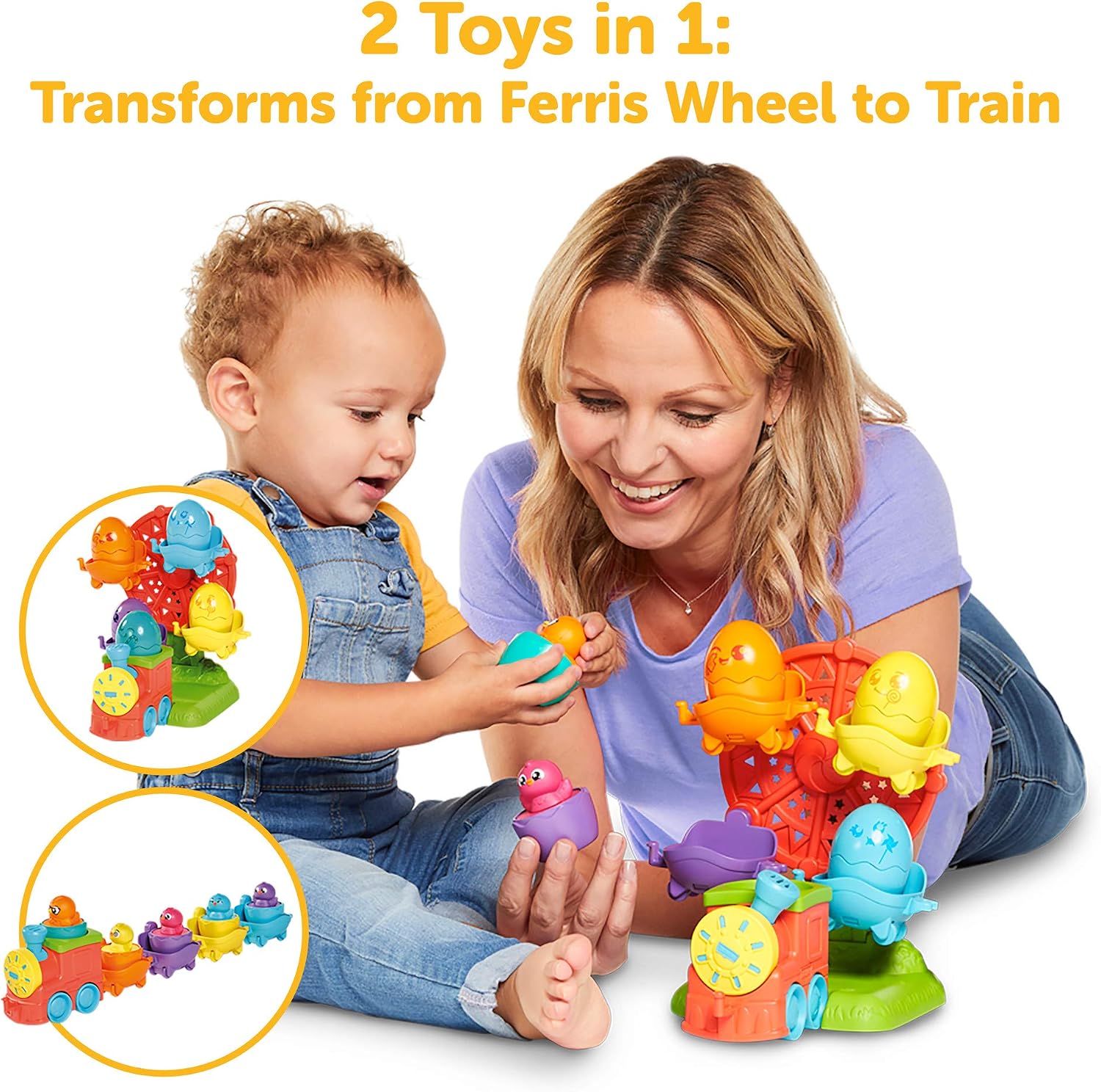 Toomies TOMY Hide and Squeak 2 in 1 Eggventure Train Baby Toy, Shape Sorter with Colours and Sound - Image 5