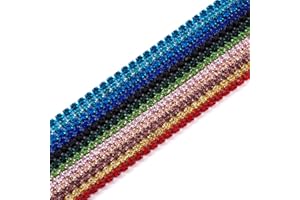 FASHEWELRY 12 Yards Crystal Rhinestone Close Chain Trim 3mm Diamond Chain Trimming Mixed Color Rhinestone Claw Cup Trim for S