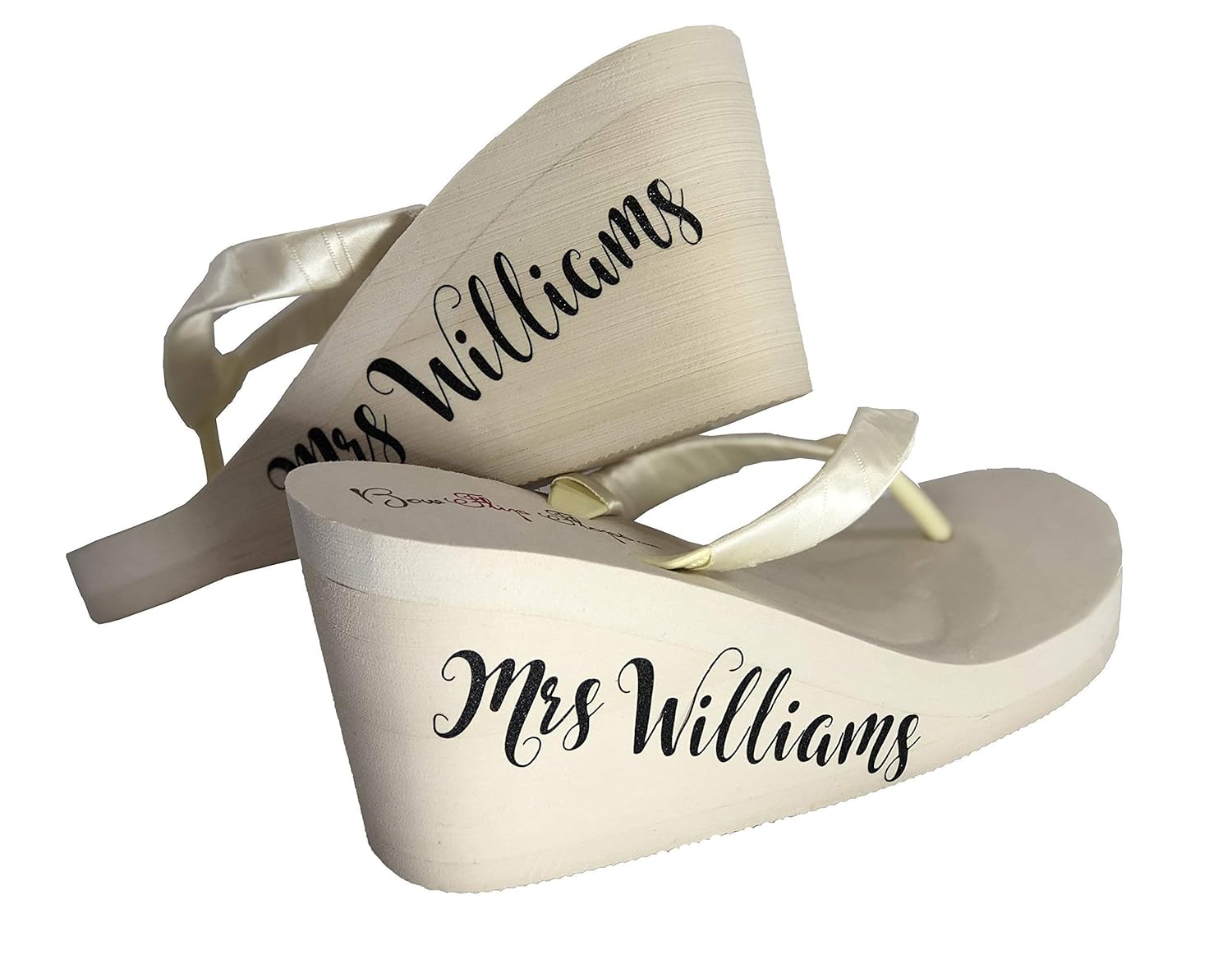 fancy white flip flops