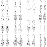 Dangle Earrings for Women, Funtopia 16 Pairs Statement Earrings Butterfly Moon Earring Sets Boho Fashion Jewelry for Birthday Party Wedding