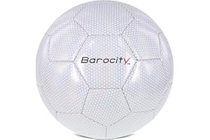 Barocity Soccer Ball - Premium Boy and Girl Official Match Ball with Cool Reflective Iridescent Rainbow Hex Pattern, Durable, Indoor, Outdoor, Training, Practice, Playtime and Games